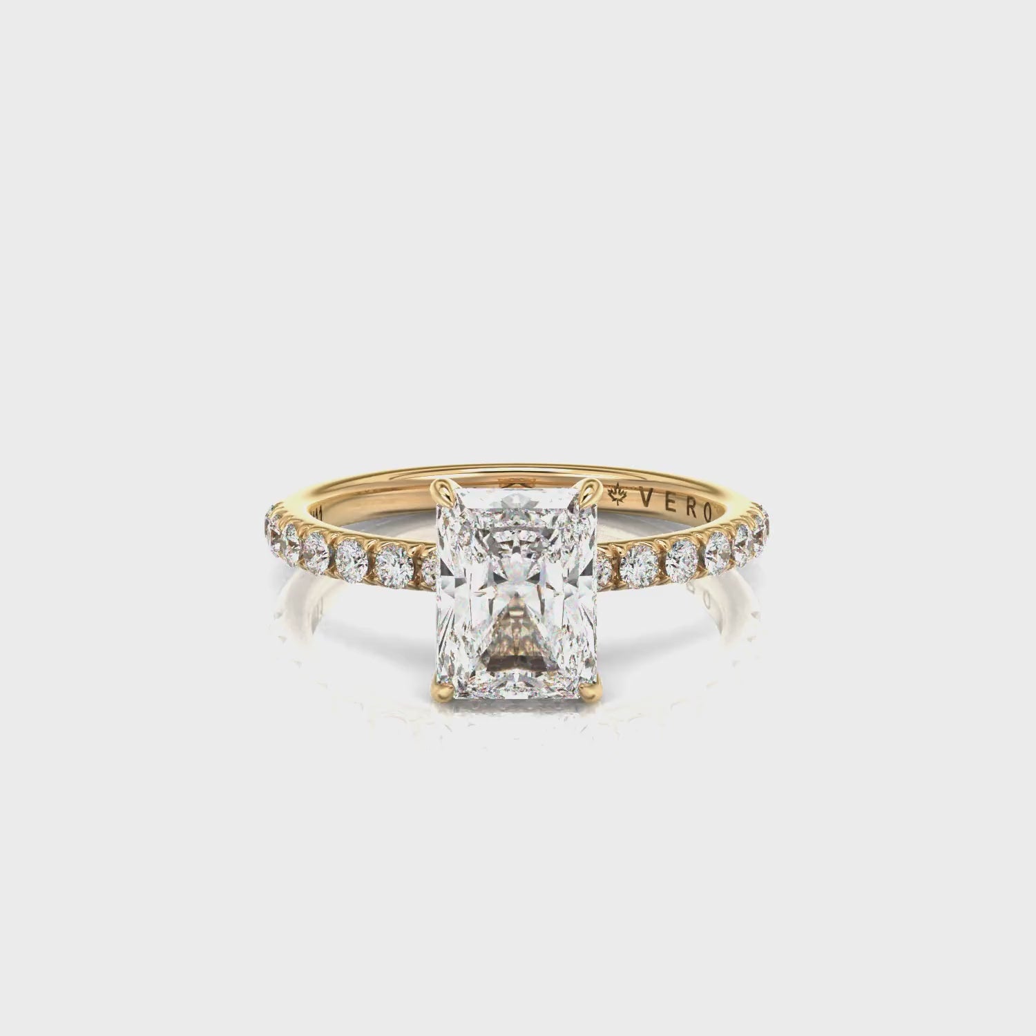 Classic Hidden Halo Radiant Cut with Accent Diamonds