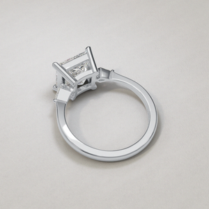 18 Karat White Gold Princess Cut Diamond Trinity Style Engagement Ring